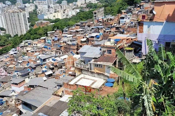 Scenic view overlooking the densely packed houses of Favela Santa Marta.